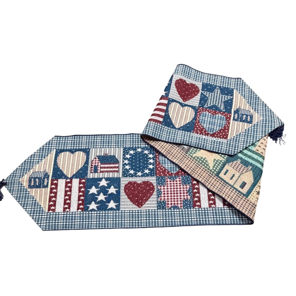David Carter Brown Americana Tapestry Table Runner Patriotic‎ Folk Art Primitive